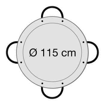 Paella-Pfanne Stahl poliert Ø 115 cm mit 4 Griffen