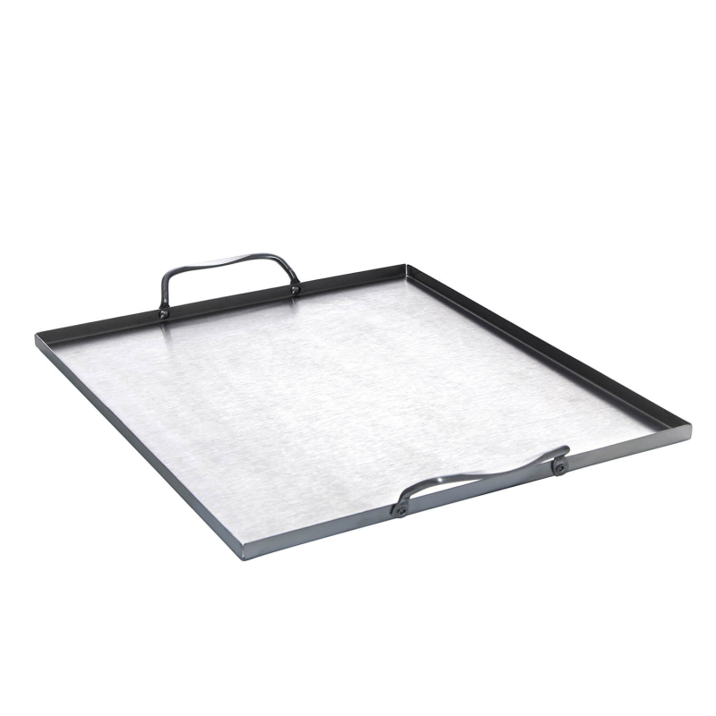 Grill tray flat stainless steel with 2 handles 31x27x1 cm