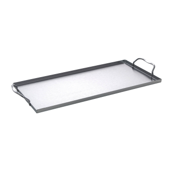 Grill tray flat stainless steel with 2 handles 39,5x19x 1 cm