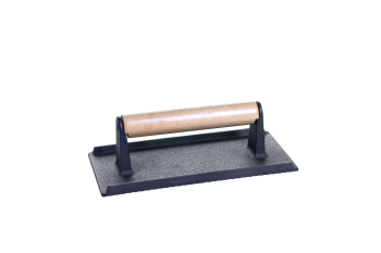 Cast iron meat and burger press with wooden handle...