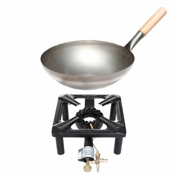 Stool stove set (small) with steel wok Ø 30 cm - with safety pilot