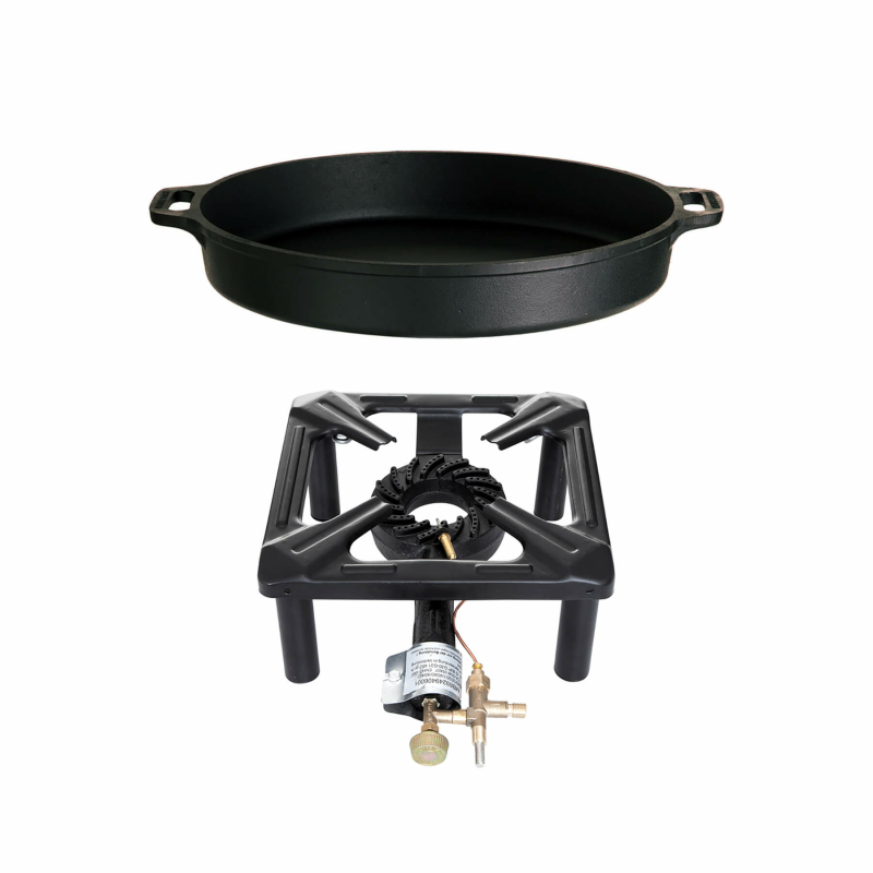 Stool stove set (large) with cast iron pan Ø 40 cm - with safety pilot