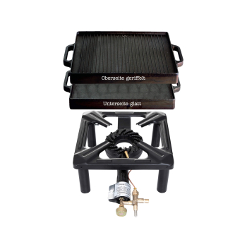 Stool cooker set (small) with grill plate 32 x 32cm - with safety pilot