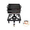 Stool cooker Set (small) with cast iron plate 32 x 32 cm incl. gashose and gas-fitting-kit