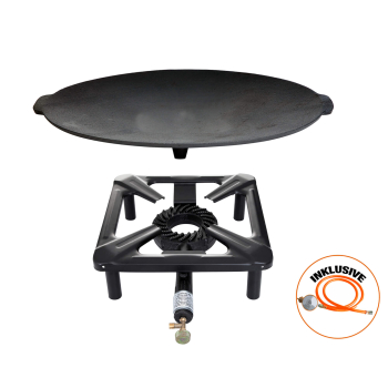 Stool cooker Set (small) with cast iron grill dish  Ø 45 cm incl. gashose and regulator